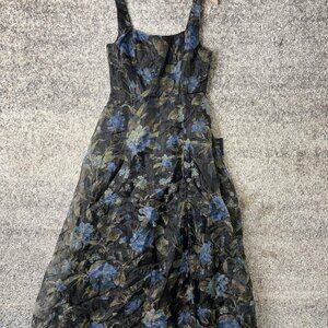 Lulus Dress Womens Large Floral Organza Maxi Sleeveless Gown Formal NWT
